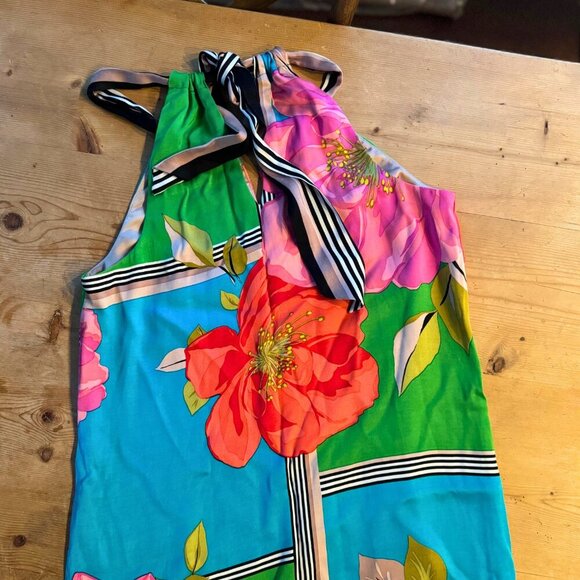 Trina Turk Floral Slip Dress Halter Tie Neck 4 - Picture 6 of 9
